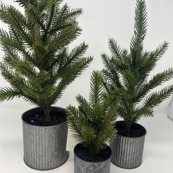 Faux Pine Trees in Galvanized Metal PotSet of 2 -Hearth &...